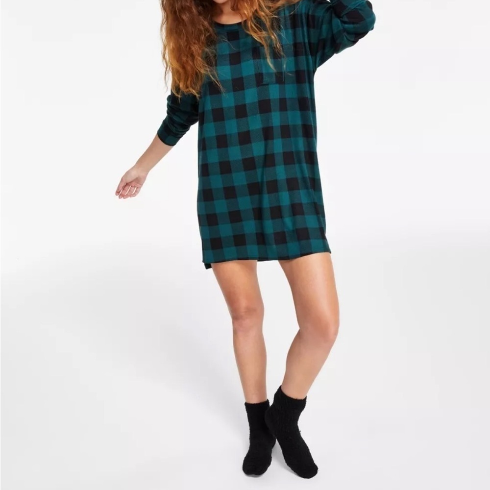 Green Buffalo Check Christmas Pajama Top